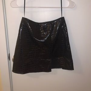 Princess Polly Black Croc Mini Skirt
